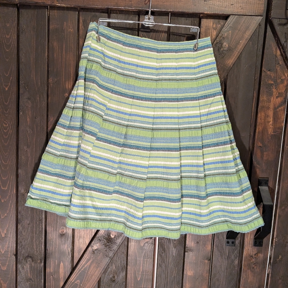 Worthington Striped Green and Blue Women's Skirt, Size 10